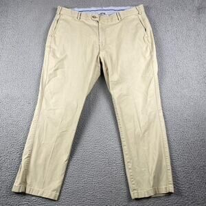 Peter Millar Raleigh Washed Twill Flat Front Pant Men's 38x27 Beige MC00B84